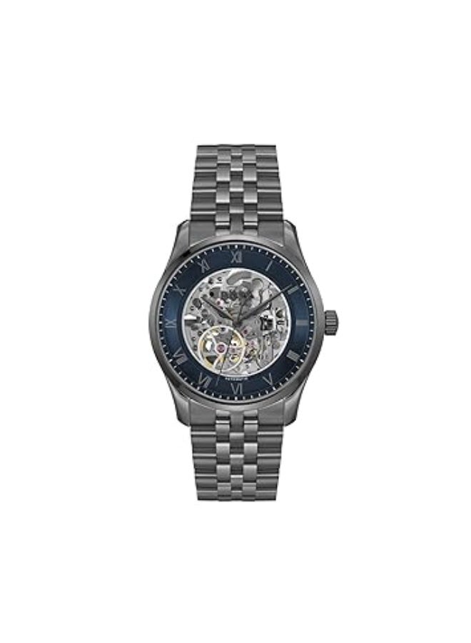 BOSS Principle Skeleton Mech-Automatic Men’s Watch 1514254 Blue Dial Grey Ionic Plated Steel - Image 1